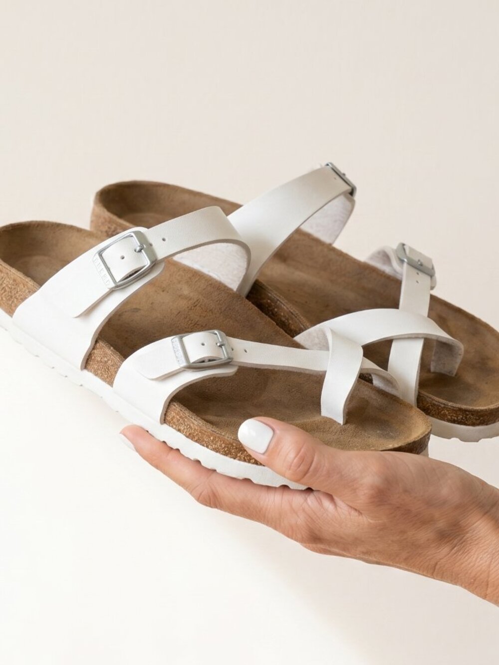 Cushionaire White Luna Crossover Cork Footbed Slide Sandal Size 10
